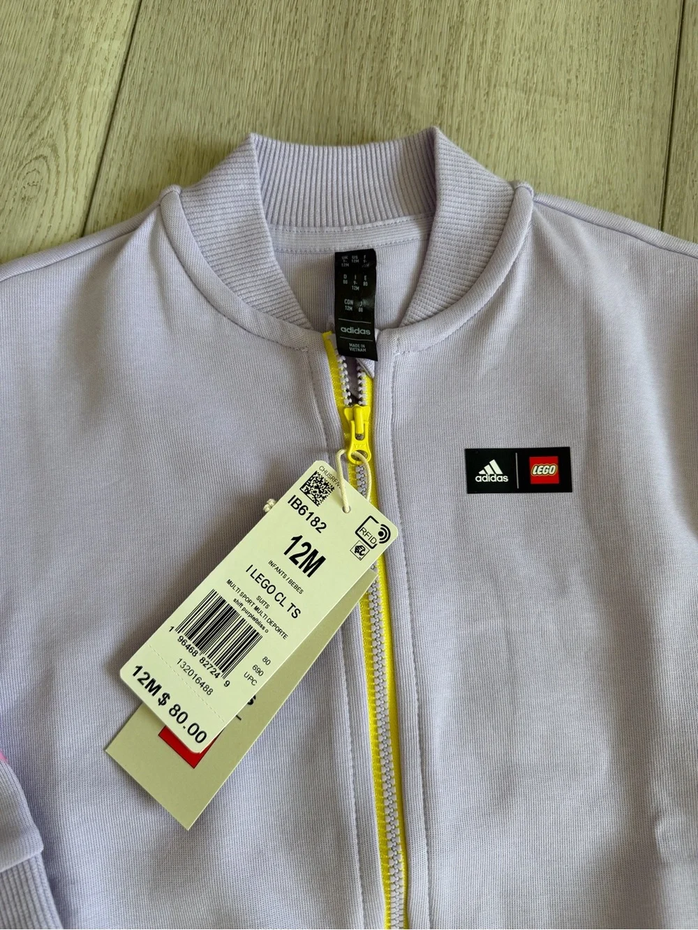 adidas Kids Lavender Zip Jacket with Yellow Jogger Pants